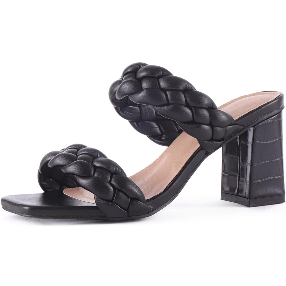 Black Braided Women's Heels